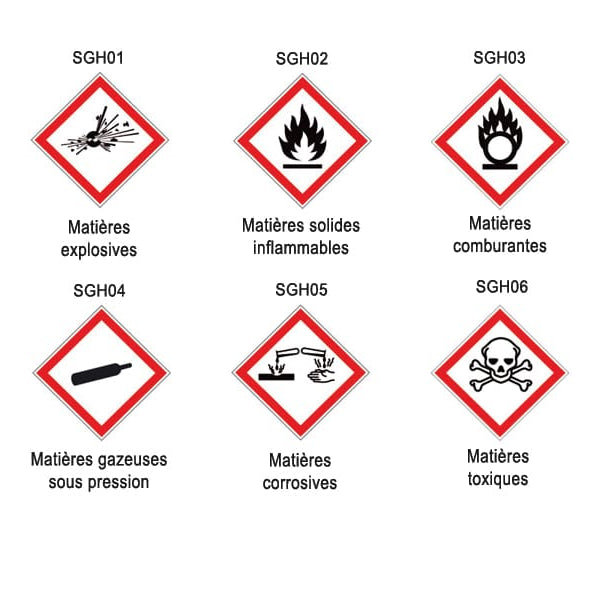 Autocollants Danger GHS09 - 75x50 Mm - Lot De 6 - Symbole Polluant Rouge/blanc - Pictogramme UN/GHS